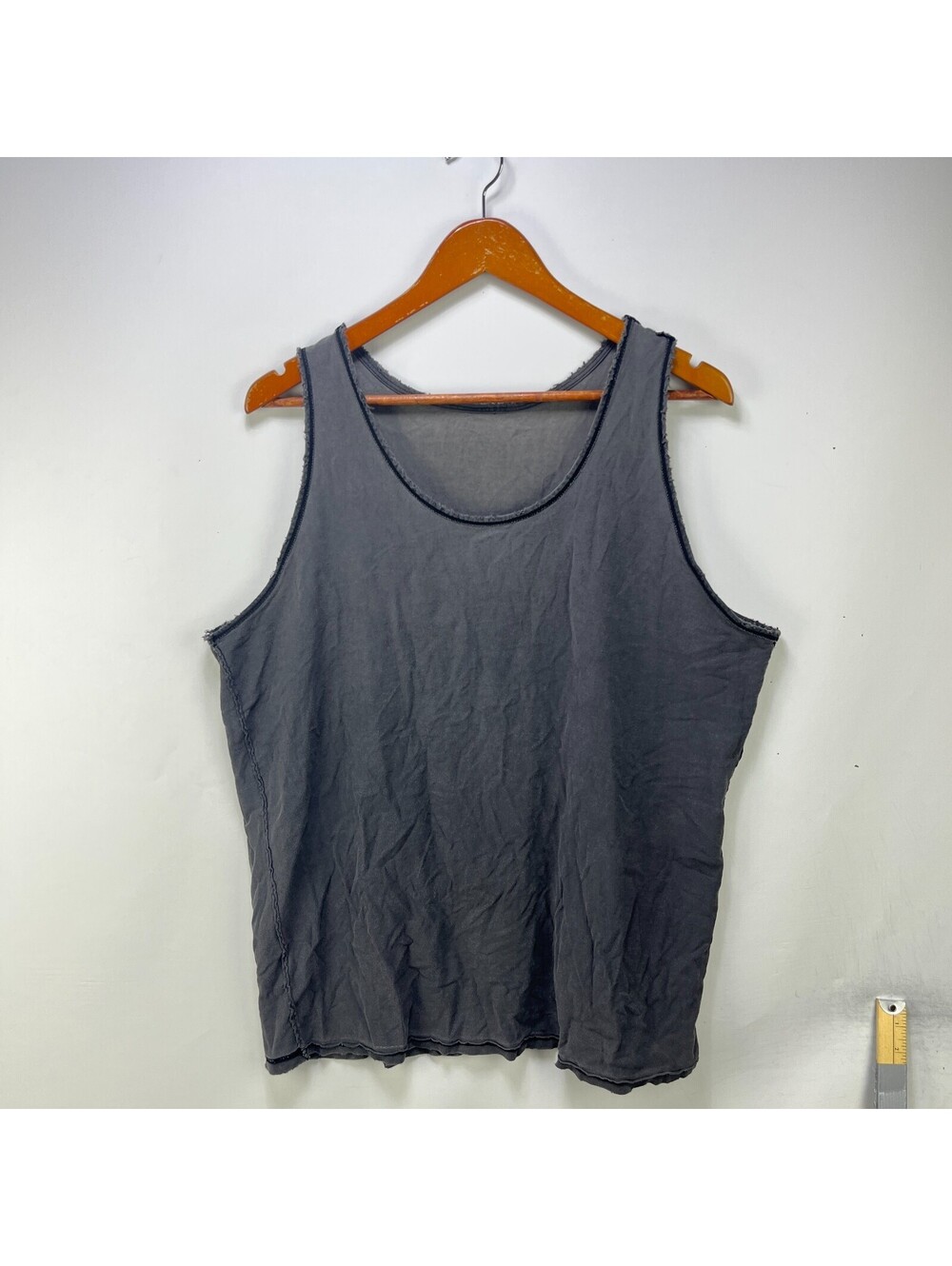 Vintage Sun Faded Blank Black Inside Out Tank Top XL 2XL